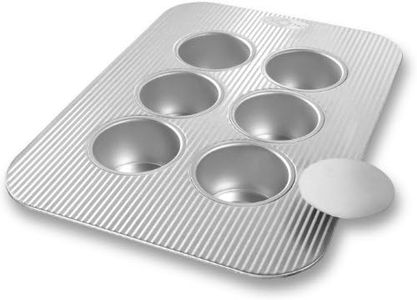 USA Pan Bakeware Mini Cheesecake Pan with Removable Bottom, 6 Well, Nonstick & Quick Release Coating, Made in the USA from Aluminized Steel