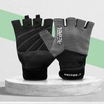 Vector X Rebel Unisex Workout Weight Lifting Gloves for Men and Women with Wrist Support, Fingerless Grip for Weightlifting, Cycling, Exercise, Training, Pull ups, Fitness, Climbing Grey