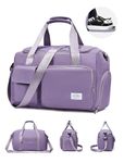 Small Gym Bag with Shoes Compartment Sports Duffel for Men Women Dry Wet Separated Pocket Overnight Weekender Yoga Workout Handbag Bag, Purple