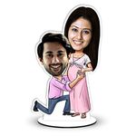 Foto Factory Gifts® Personalized Gift Caricature Pregnant Wife Couple Cutout Standee Customised Gift (Wooden_8 inch, x 5 inch_Multicolour) CA0116