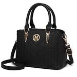 Miss Lulu Handbag for Women, Woven and Chevron Pattern, M Logo on the Front, Top Handle or Shoulder Bag, Golden Hardware