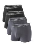 DAVID ARCHY Men's 4 Pack Underwear Ultra Soft Comfy Breathable Bamboo Rayon Trunks No Fly (S, Black/Dark Gray)