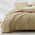 WRENSONGE Taupe Twin XL Comforter Set, 5 Pcs Soft Twin Size Comforter Sets- Twin Comforter, Fitted Sheet, Flat Sheet, 2 Pillow Shams, 2 Pillowcases, Khaki Warm Twin Bedding Sets All Season