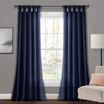 Lush Decor Burlap Knotted Tab-Top Window Curtain Panel Pair, 45"W x 95"L, Navy