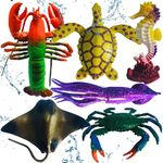 Mallexo Big Size Animals Toys for Kids Big Size for Kids 3+ Years 6PCs Fish Ocean Animal Toy Set Figure | Water Animals Birthday Gifts Water Ocean Animal Figurines Toys (Undersea Animal)