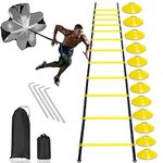 YIERROAD Football Training Equipment | Speed Agility Training Set, Including 1 Agility Ladder, 4 Steel Piles,12 disc Cones,1 Resistance Umbrella .| for Athletes/Sports Including Football & Basketball