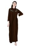 ANGLINA Women's Winter Wear Woolen Full Sleeve Solid Fleece Nighty, Maxi, Nightwear, Nightgown (WSR-72) (Free Size, Coffee)