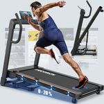 Treadmill for Home Foldable with APP, 20° Incline, 4.5HP, 45 * 120cm Running Belt, Folding Treadmills for Heavy People 150KG, 16km/h, LCD Silent Indoor Walking Running Machine for Office Gym