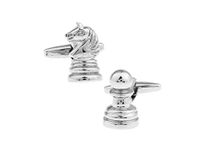 MRCUFF Chess Pawn Knight Pair Cufflinks in a Presentation Gift Box & Polishing Cloth