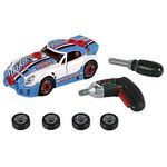 Theo Klein 8668 Bosch Car Tuning Set I Car That Can be Dismantled with Tuning Accessories I With Ixolino Battery-Powered Cordless Screwdriver I Dimensions: 20.5 cm x 9.5 cm x 6 cm