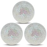 Yatinkim 3.35 in Decorative Orbs 3pcs Glass Mosaic Balls Vases Dining Table Centerpieces House Living Room Coffee Table Tray Sphere Decor White