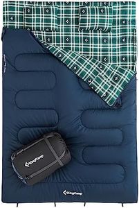 KingCamp Sac de Couchage Double avec 2 Oreillers, Sac de Couchage pour 2 personnes Détachable en Flanelle de Coton Confortable pour Camping Tentes Camion Randonnée Extérieur Intérieur Hiver, 220*150cm
