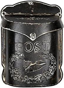 Creative Co-Op Black Embossed Tin Post Letter Box