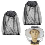 2 PCS Midge Head Net - Mosquito Bug Insect Protection Head Cover with Drawstring and Elastic Neck for Outdoor Activities, Camping, Hiking, Fishing - Durable and Breathable Polyester Fabric