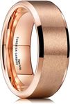 King Will 8mm Basic Wedding Ring For Men Rose Gold Electroplated Tungsten Ring with Brushed Matte Surface Smooth Beveled Edge Comfort Fit 10.5