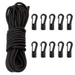 1/4" Elastic Bungee Shock Cord 26 Feet with 10Pcs Cord Hook Suitable for Kayaks Boat Camping Accessories Exercise Fitness and Outdoor Enthusiasts