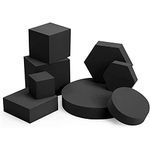 Store2508 Photography Props Photography Blocks Craft Hard Foam Blocks Shapes for Cosmetics, Makeup Tools Flat Lay Photo Shoot for Products Set of 8 (Black)