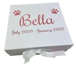 Personalised Pet Memory Keepsake Box, Dog Cat Memorial Remembrance Large White Gift Box