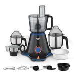 Preethi Zion Mixer Grinder for Kitchen - 4 Jars 750 Watt Mixie (3 Stainless steel Jars+1 Master Chef Plus Food processor Jar), Flexi lids, Vega W5 motor, Black (MG-227)