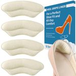 Heel Grips Liner Cushions Inserts for Loose Shoes, 4 Pairs Heel Pads Snugs for Shoe Women Men That Are Too Big Filler Prevent Slipping, Blisters Beige