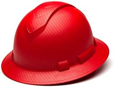 Pyramex Ridgeline Full Brim Hard Hat 4 Point Ratchet Matte Red Pattern