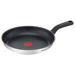 Tefal Comfort Max 26 cm Frying Pan, Premium Stainless Steel, Thermo-Spot Temperature Indicator, Non-Stick Coating, Induction G7260544, Black, Silver