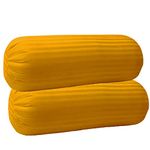 Trance Home Linen 100% Cotton 16x32 inch 200TC Striped Bolster Cover | Round Bed Side Long Bolster Pillow Cover to fit 24" length 9" Dia | Pack of 2 Bolster Cover only (16x32 inch,Mustard Yellow)