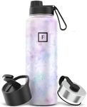 IRON °FLASK Camping & Hiking Hydration Flask with 3 Lids - Stainless Steel, Double Walled & Vacuum Insulated Water Bottle - Leak Proof & BPA Free (Pearl, Spout - 40 oz)