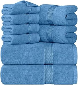 Utopia Towels 8-Piece Premium Towel Set, 2 Bath Towels, 2 Hand Towels, and 4 Wash Cloths, 600 GSM 100% Ring Spun Cotton Highly Absorbent Towels for Bathroom, Gym, Hotel, and Spa (Electric Blue)