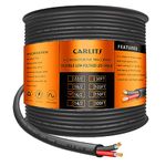 CARLITS 16 Gauge 2 Conductor 2x1.3mm² Electrical Wire, 50FT/15.24M Black Stranded Low Voltage 16/2 Cable PVC Case, Flexible Extension Power Cord for LED Lamp, Automotive, Boat, Electronic