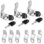 GNCLOUD Security Mailbox Lock 3 Sets 16mm Cabinet Lock, Letter Post Box Lock, Drawer Lock, Generic Drawer Lock, Cam Lock Toolbox Door Cupboard Locks with Keys Silver