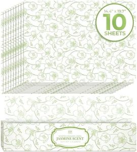 Jasmine Scented Drawer Liners for Dresser Drawers (10 Large Sheets, 19.7" x 14.4") - Non Adhesive Drawer Paper Liner for Bedroom Dresser & Closet Shelves by Linda’s Essentials