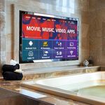 Leotachi (Upgraded to Android 13 Luxury 32" Smart Bathroom Mirror TV, 4K Ultra HD, IP66 Waterproof, Android TV, Voice Assistant, ATSC Tuner, Bluetooth, Wi-Fi, for Bathroom Vanity and Dressing Table