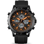 PINDOWS Watches for Men, Waterproof Analog Digital Sport Watches Multifunctional Outdoor Watch LED Backlight, Alarm Stopwatch Calendar.