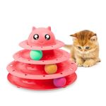 FurDreams Cat Roller Ball Toy Interactive - Blue, 3 Tier Tower Fun Cat Ball Track Toy with 3 Colour Balls, 3 Level Cat Teaser Toy with Cat Play Balls, Kitten Fun Puzzle Toy for Exercise & Stimulation