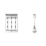 OXO Tot Space Saving Drying Rack, White and Grey + OXO Tot Bottle Brush with Nipple Cleaner and Stand, Gray