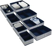 mDesign Fabric Drawer Organizer Bins, Kids/Baby Nursery Dresser, Closet, Shelf, Playroom Organization, Hold Clothes, Toys, Diapers, Blankets, Lido Collection, Set of 2, 4 Pack, Navy Blue/White