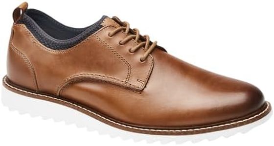 Johnston & Murphy Men s Duncan Plain Toe Shoes | Casual Shoes for Men | Leather Upper | EVA Footbed & Lightweight EVA Outsole | Abrasion Resistant Durability, Tan, 9.5