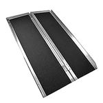 Julymoda 4ft Wheelchair Ramp,Portable Aluminium Ramps with Slip-Resistant Surface,Non-Skid Mobility Scooter Ramp Threshold Ramp for Home Steps Stairs Doorways