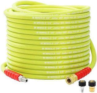 M MINGLE Pressure Washer Hose 50 FT x 3/8" - Replacement Power Wash Hose for Hot and Cold Water - High Pressure Hose with M22 14mm to 3/8 Inch Quick Connect Fittings - 4000PSI