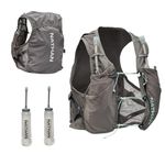 Nathan Women's Hydration Vest, Lightweight Breathable Running Gear with 2x14oz Hydrapak Flasks + 2L Bladder, Chafe-Free Mesh, Reflective for Visibility, Quick-Fit Setup, Pinnacle Breeze/Charcoal, S-M