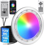 FixOasis Led Pool Lights for Inground Pool, 100FT Cord, 60W 10 Inch Inground Pool Light with Controller, Remote and APP Control, Flush Mount Pool Light Suitable for Most 10 Inch Wet Niche, IP68