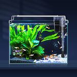 LAQUAL Ultra Clear Small Fish Tank with Filter & Light (3 Gal), Rimless Glass Low Iron Aquarium Starter Kit, Beta Fish Tank & Filter with Surface Skimmer & 3-Mode LED Light