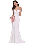 Ever-Pretty Women's Off The Shoulder Elegant Floor Length Mermaid Simple Wedding Dresses Cream 8UK