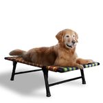 PETSAPIENS Folding Elevated Dog Bed Large Size(42x24x8Inch)| All-Seasons Comfort with Breathable Nylon Mesh | Dog Cot Bed for All Breeds I Anti-Skid and Waterproof Bed for Dogs|Multicolor