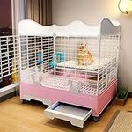 XIAOZHUANGXIONG Rabbit Hutch Indoor Bunny Cage, with Heightened Baffle And Skylight, Easy to Clean And Install, Double-layer Design, Large Capacity, A Variety of Colors Available (Color : Pink)