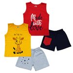 CUTE LANDINGS® Baby Boys & Girls Tank Top and Shorts Set Jhabla/Pants/Tshirt/Infant Wear/Toddlers/Jabla/Bottom/Dresses Comfort fit (18-24 Months, Giraffe+Made With Love)