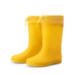 DREAM PAIRS Kids Rain Boots Boys Girls Lightweight Boots Waterproof Easy-on Outdoor Playing Rain Boot Unisex-Child,Size 2 Big Kid,Yellow,SDRB2401K