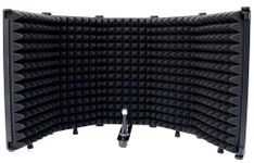 Tlingt Support Microphone Isolation Shield, Acoustic Shield, Studio Recording Microphone Isolation Panel Both for Stand Mount or Table Top, Black, 5-Panel