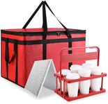 Cooler Insulated Food Delivery Bag & Drink Carrier with Hard Bottom, XXX-Large Grocery Catering Travel Thermal Frozen Carrier, Pizza Bags for Commercial Delivery, Cold Warmer Accessories